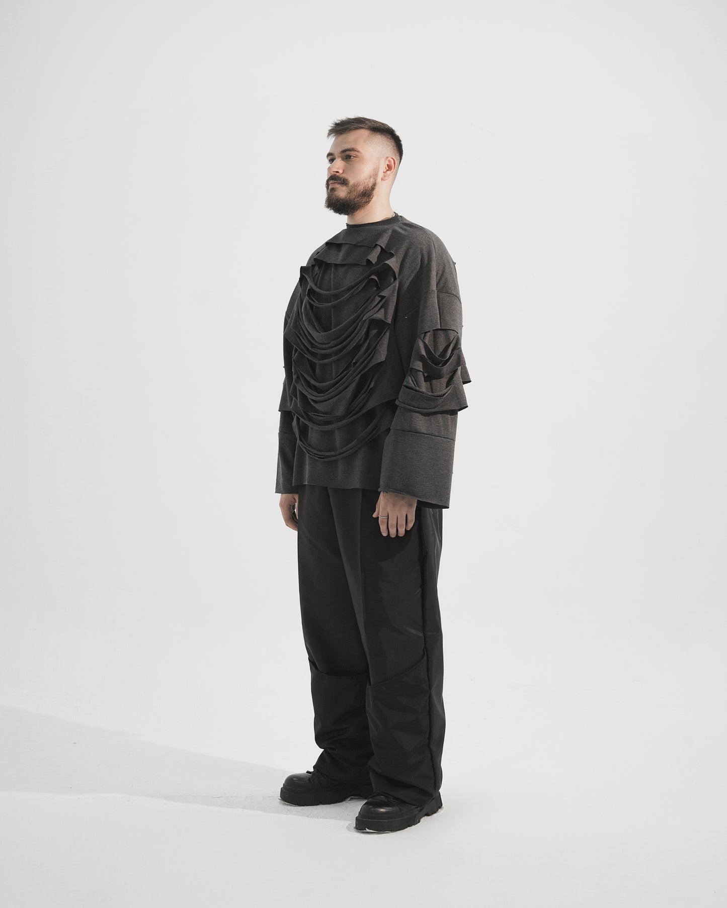 Destroyed draped sweatshirt