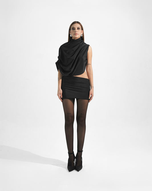 Mini asymmetric draped dress
