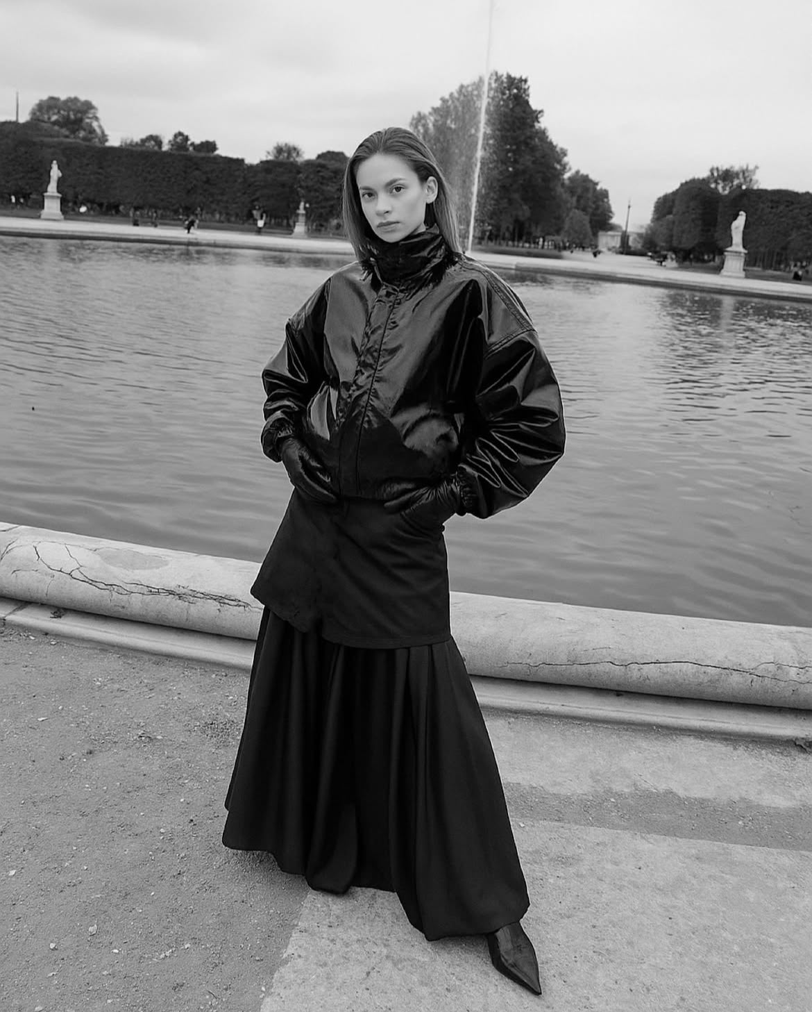 Faux leather high neck jacket