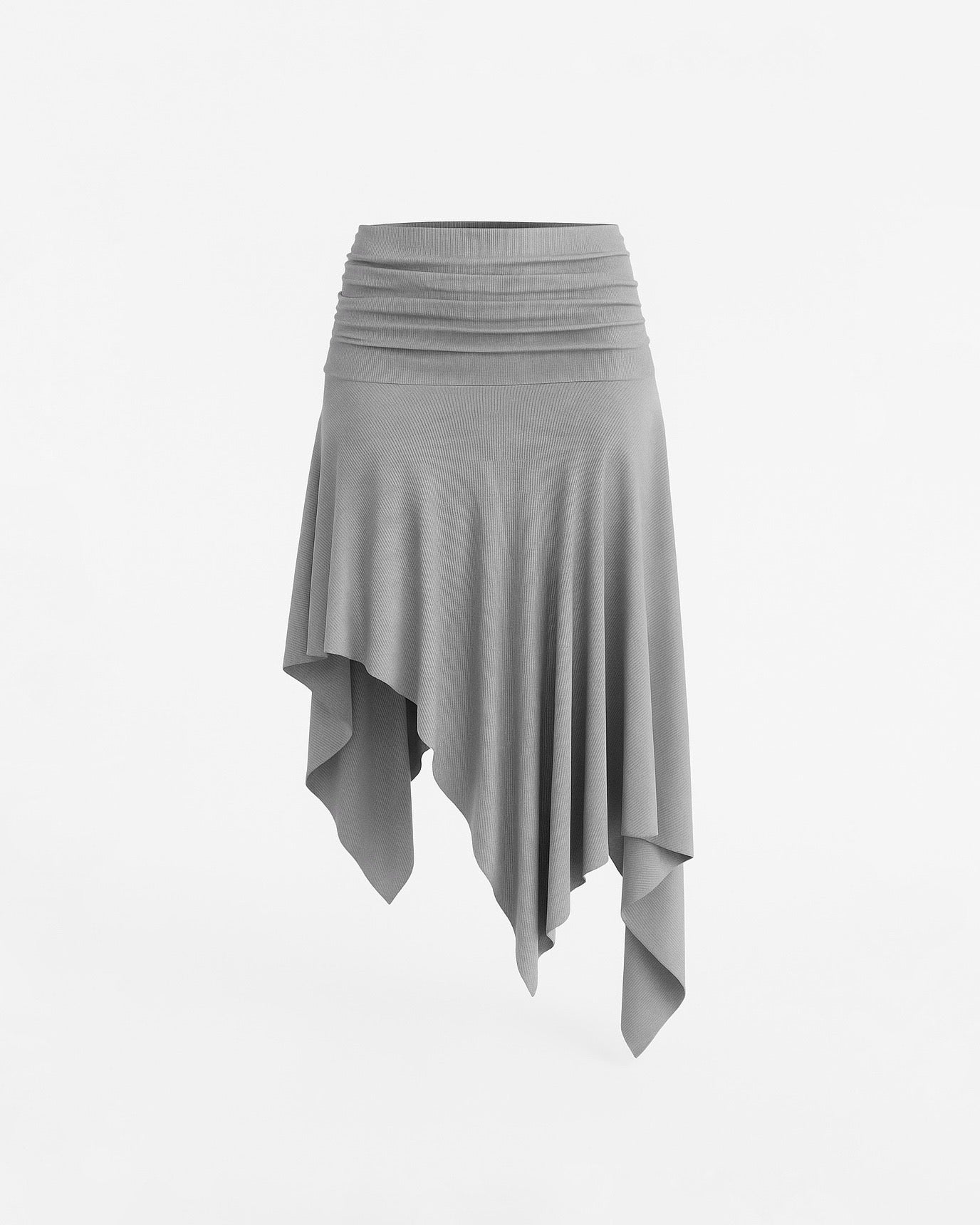 Asymmetric ruffle midi skirt