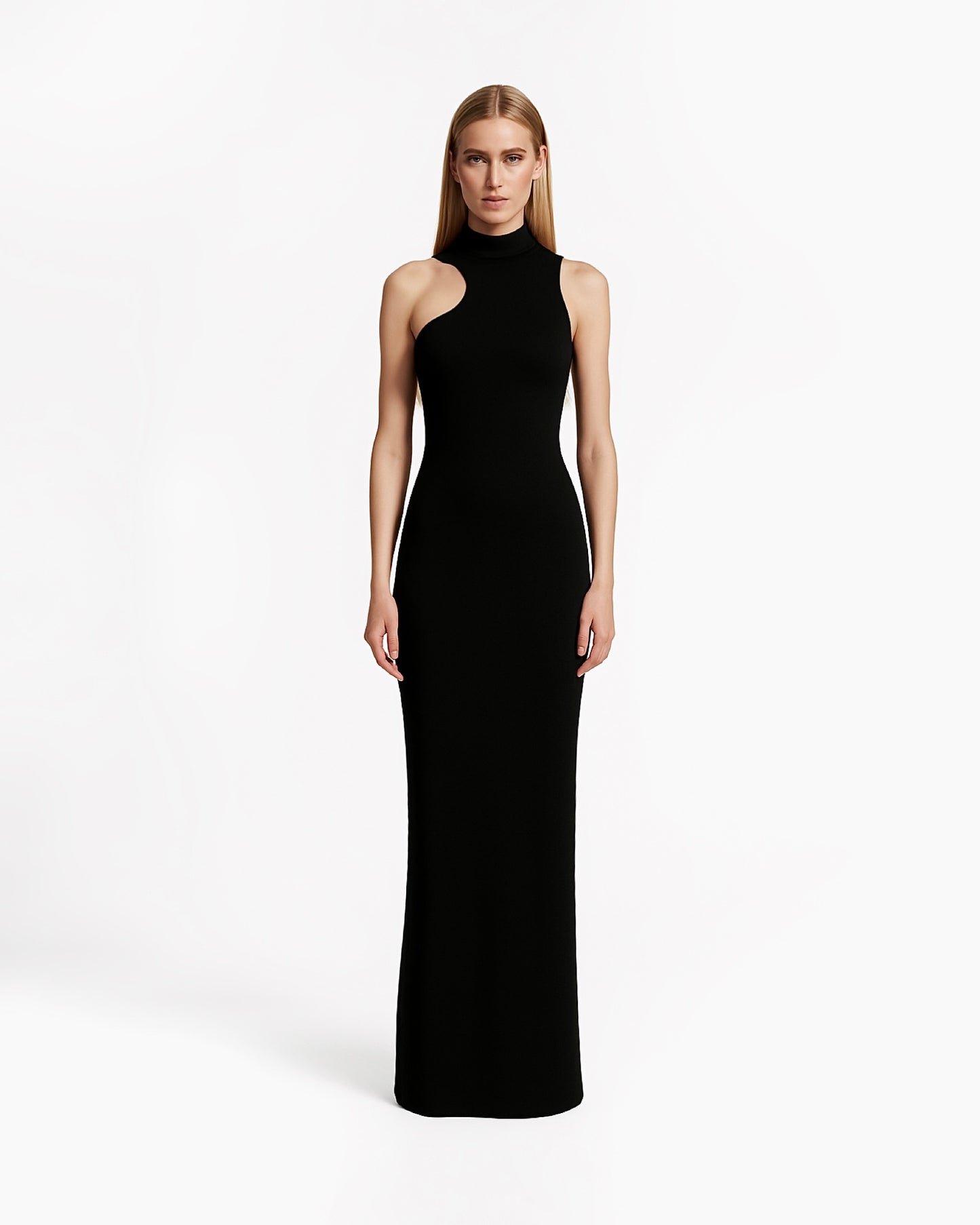 Sleeveless asymmetric maxi dress
