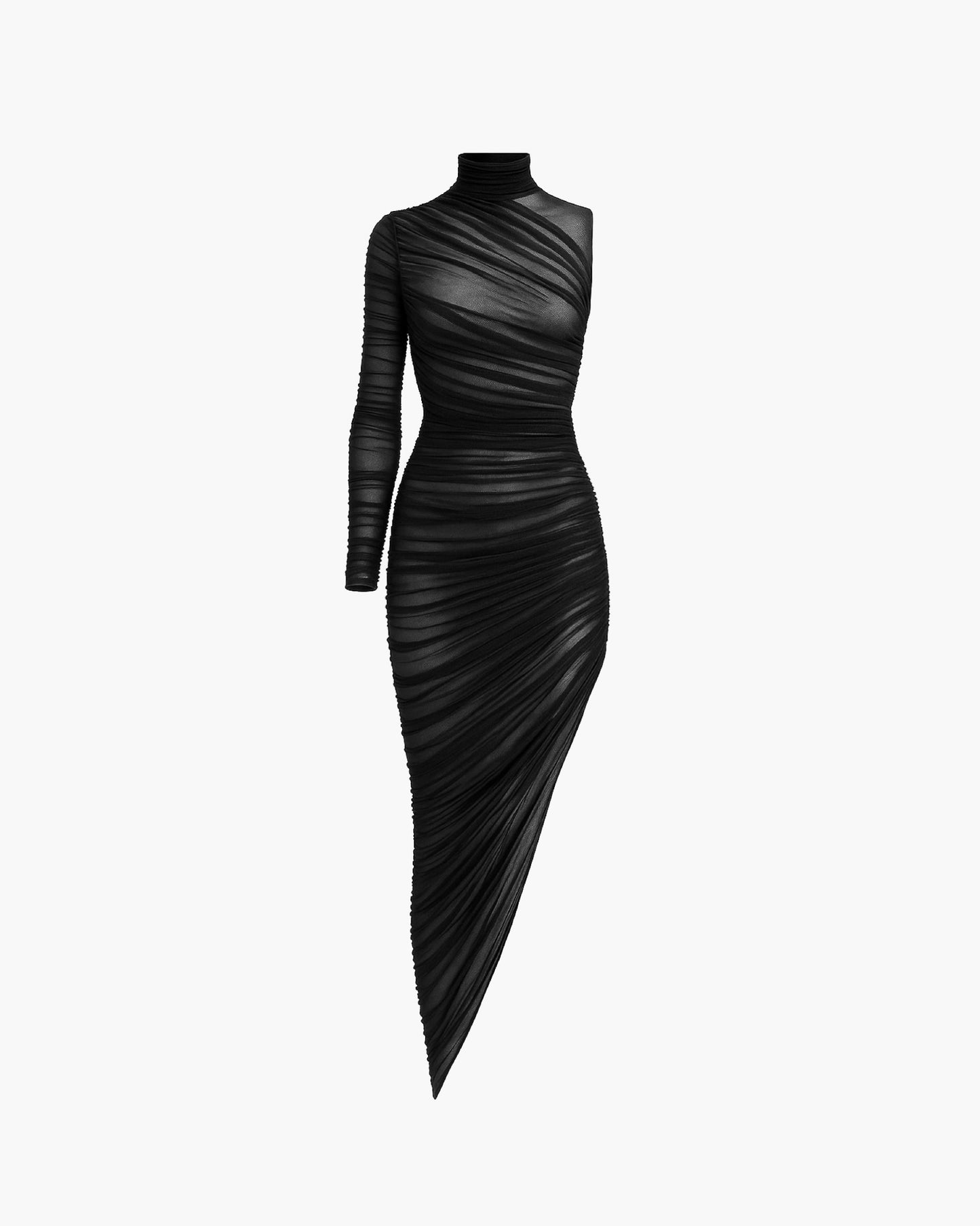 Mesh fitted draped dress