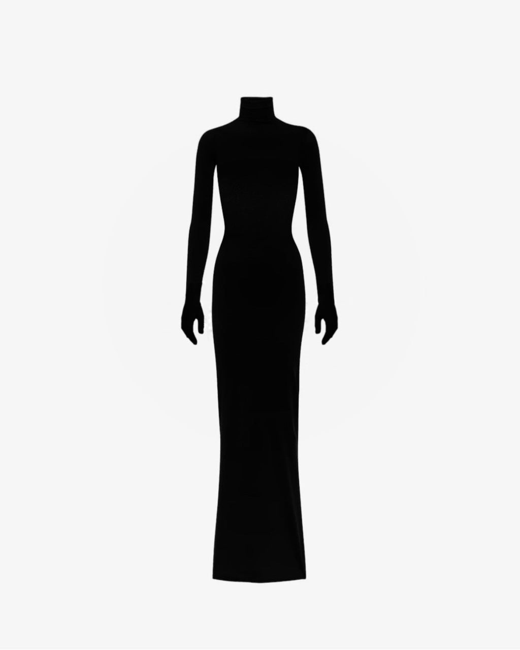 Maxi turtleneck dress with gloves