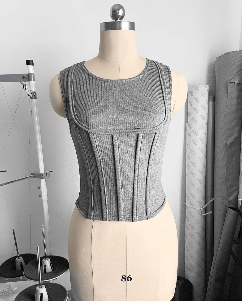 U ribbed corset top