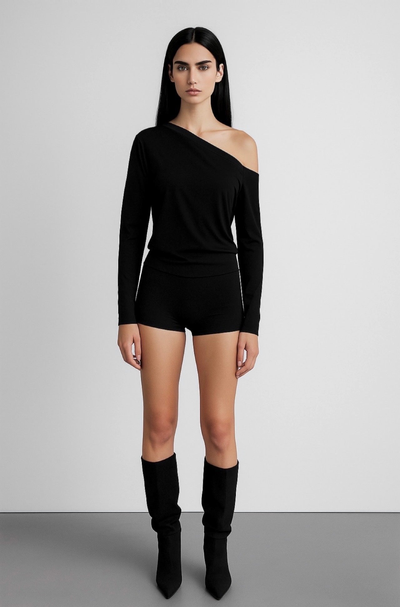 Asymmetric long sleeve top