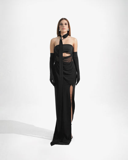 Draped maxi skirt