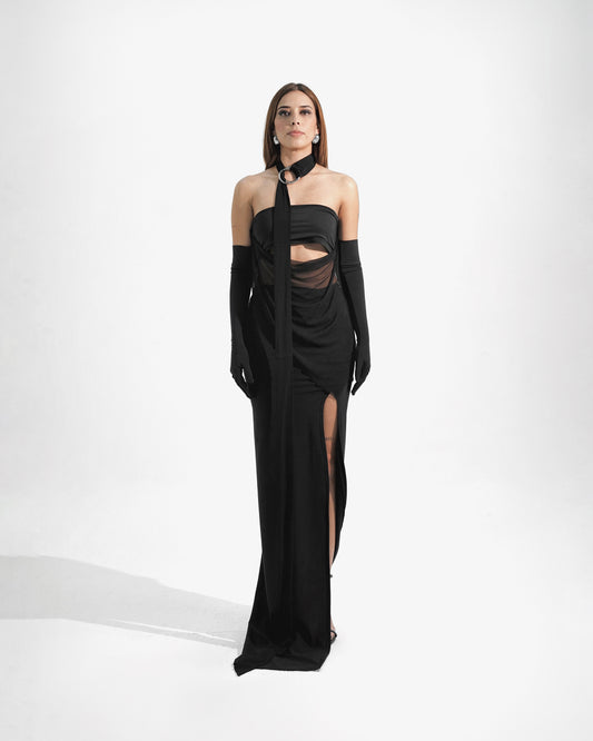 Draped maxi skirt
