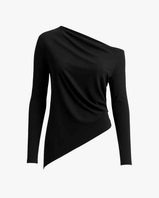 Asymmetric long sleeve top