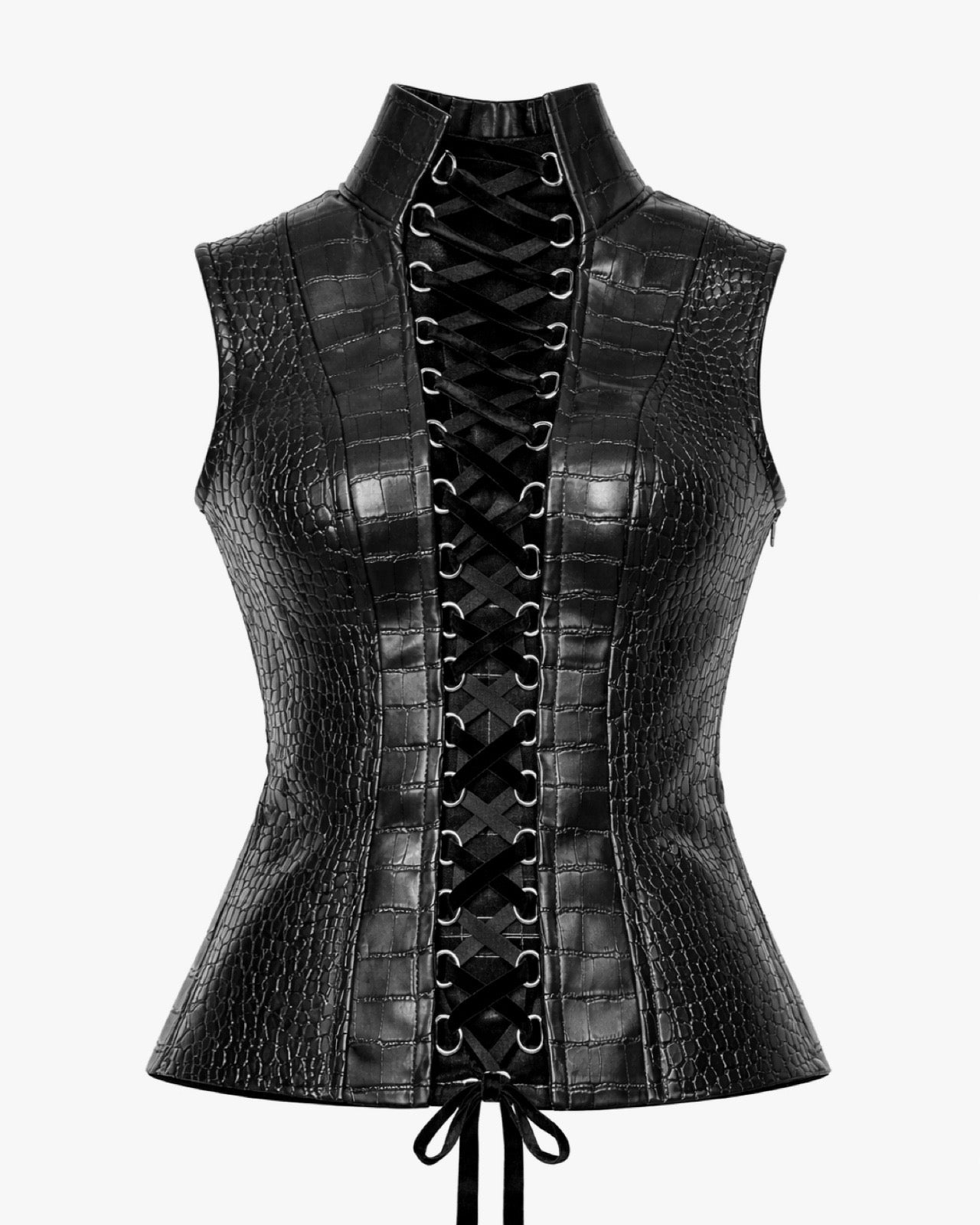 High neck leather top