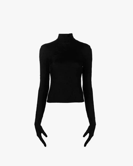 Turtleneck top with gloves