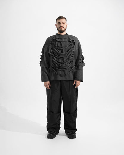 Destroyed draped sweatshirt