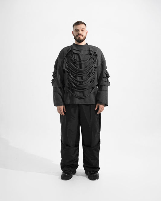 Destroyed draped sweatshirt