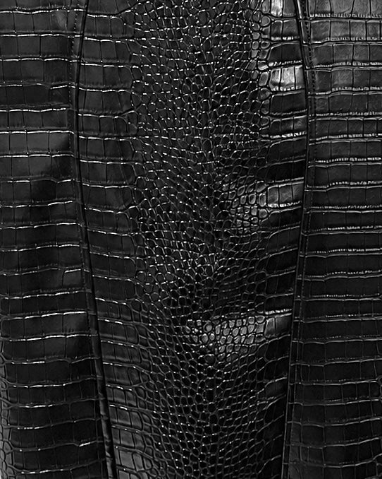 Croc-embossed leather skirt