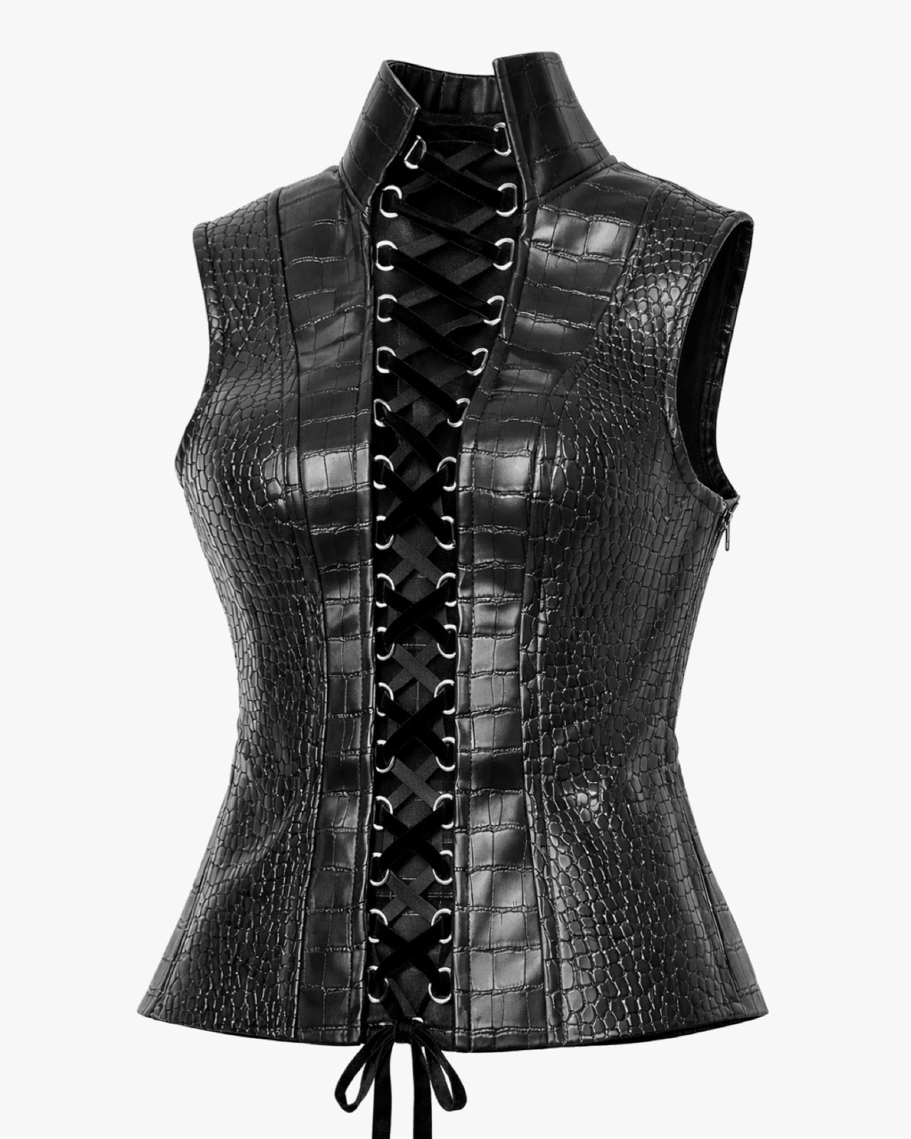 High neck leather top