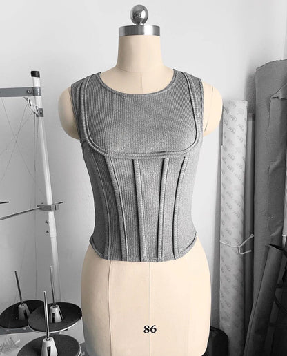 U ribbed corset top